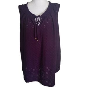 Per Ception Plus Eyelet Sleeveless Top Purole sz 2X